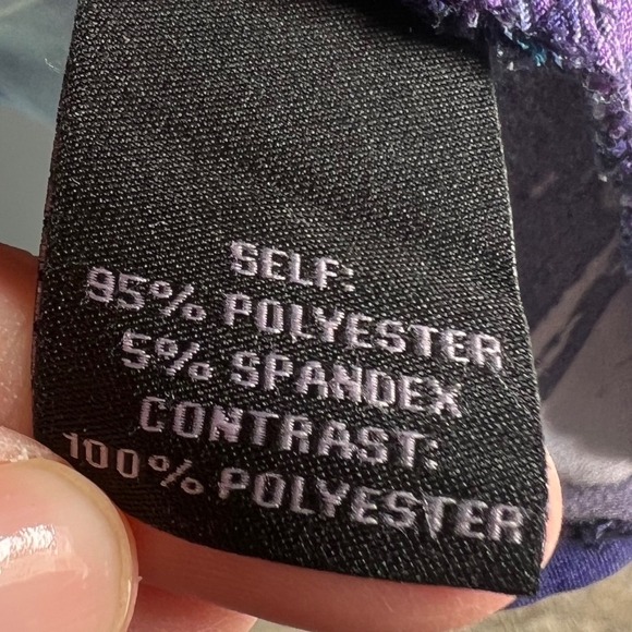 Investments Plus Size 1X Purple Blue Pink Abstract Print Flutter Sleeve Top - Picture 3 of 5